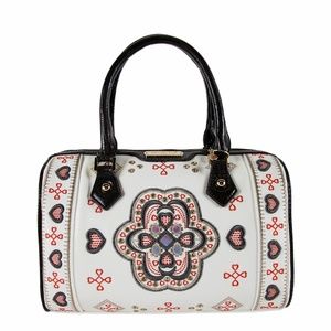 NICOLE LEE ORIBE EMBROIDERED PATTERN BOSTON BAG
